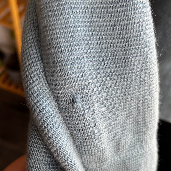 Vintage 90s Baby Blue Merino Wool Polo Cardigan Sweater Size Large - Picture 6 of 7